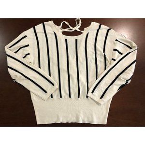 Trouve Striped Open Tie Back Sweater L